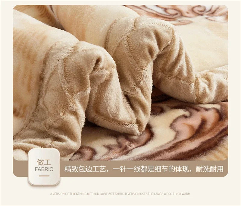 New Warm Weighted Blankets for Beds High End Thicken Warmth Raschel Blanket for Winter Autumn Double Side Plush Comforter Quilt