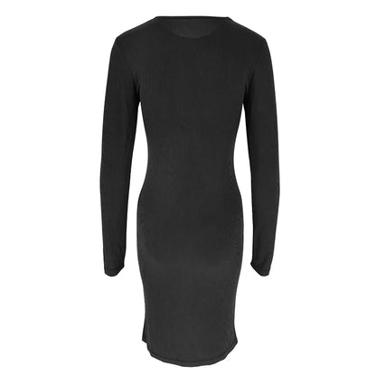 Autumn Winter New Dresses Women Fashion Casual Slim O-Neck Long Sleeves Elegant Dress Sexy Black Female Club Party Maxi Dresses