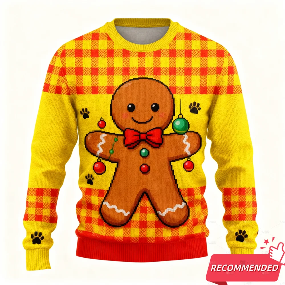 New Funny Snowman Graphic Ugly Christmas Sweatshirt Fashion Gingerbread Man Sweatshirts For Women Clothes Xmas Boy Kids Pullover
