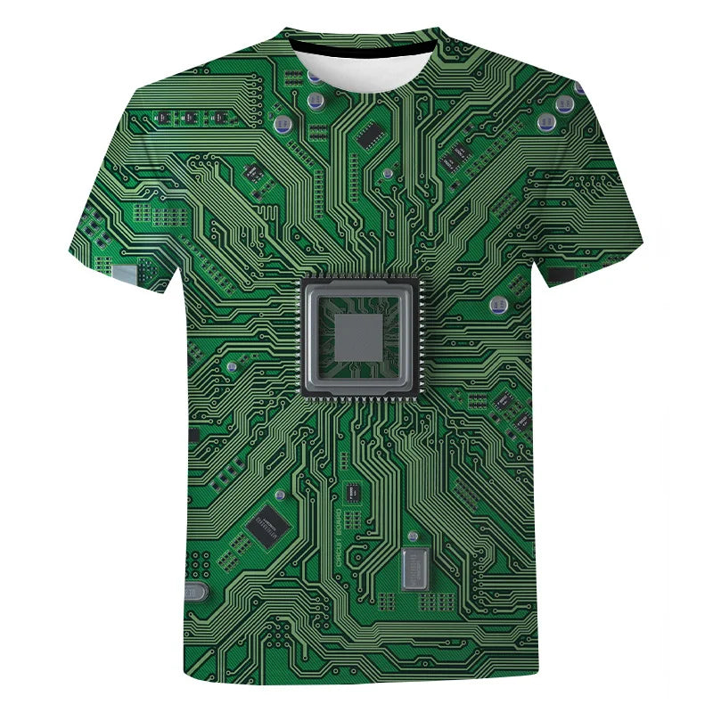 New Circuit Board Graphic T-Shirts Electronic Chip 3D Print Men's Woman Short Sleeve T Shirt Harajuku Tops Tees Unisex Clothing