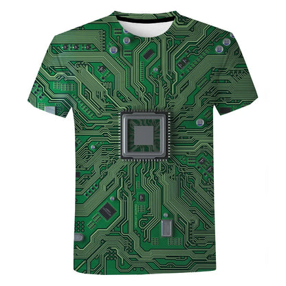 New Circuit Board Graphic T-Shirts Electronic Chip 3D Print Men's Woman Short Sleeve T Shirt Harajuku Tops Tees Unisex Clothing