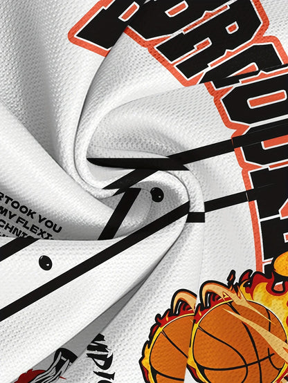 2025 Summer New Men's Basketball Print Simple Casual Comfortable Breathable Quick Dry Sports Round Neck Short Sleeve Tops