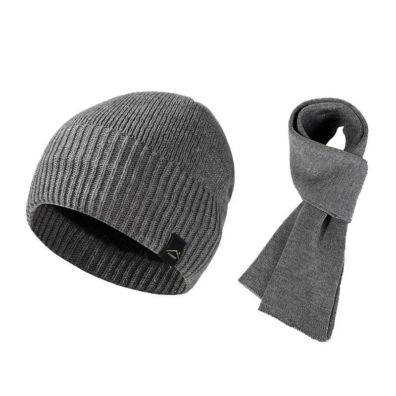 Winter Men's  Women's Warm Set Outdoor Plush Thick Windproof Ear Protection Knit Hat Scarf Two Piece Set Mens Hats 4m839