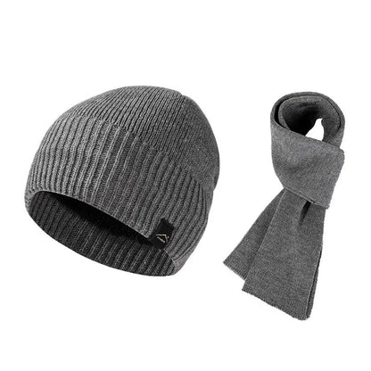 Winter Men's  Women's Warm Set Outdoor Plush Thick Windproof Ear Protection Knit Hat Scarf Two Piece Set Mens Hats 4m839