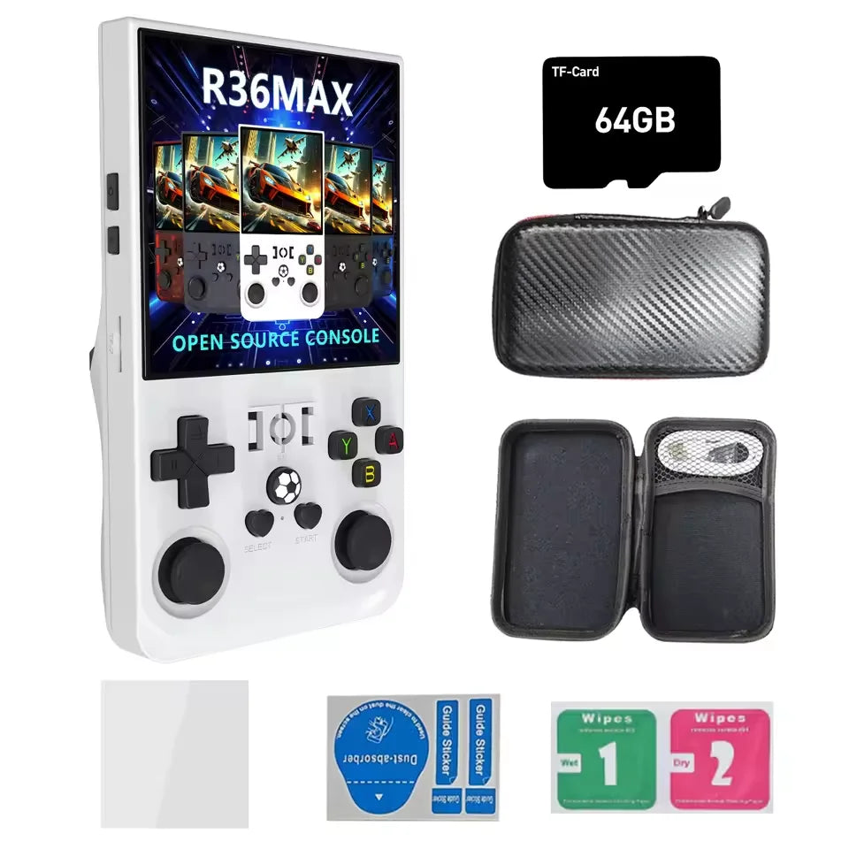 Open Source R36Max 4 Inch IPS Screen Retro Handheld Video Game Console Linux System Portable Pocket Game Player RK3326 Chip