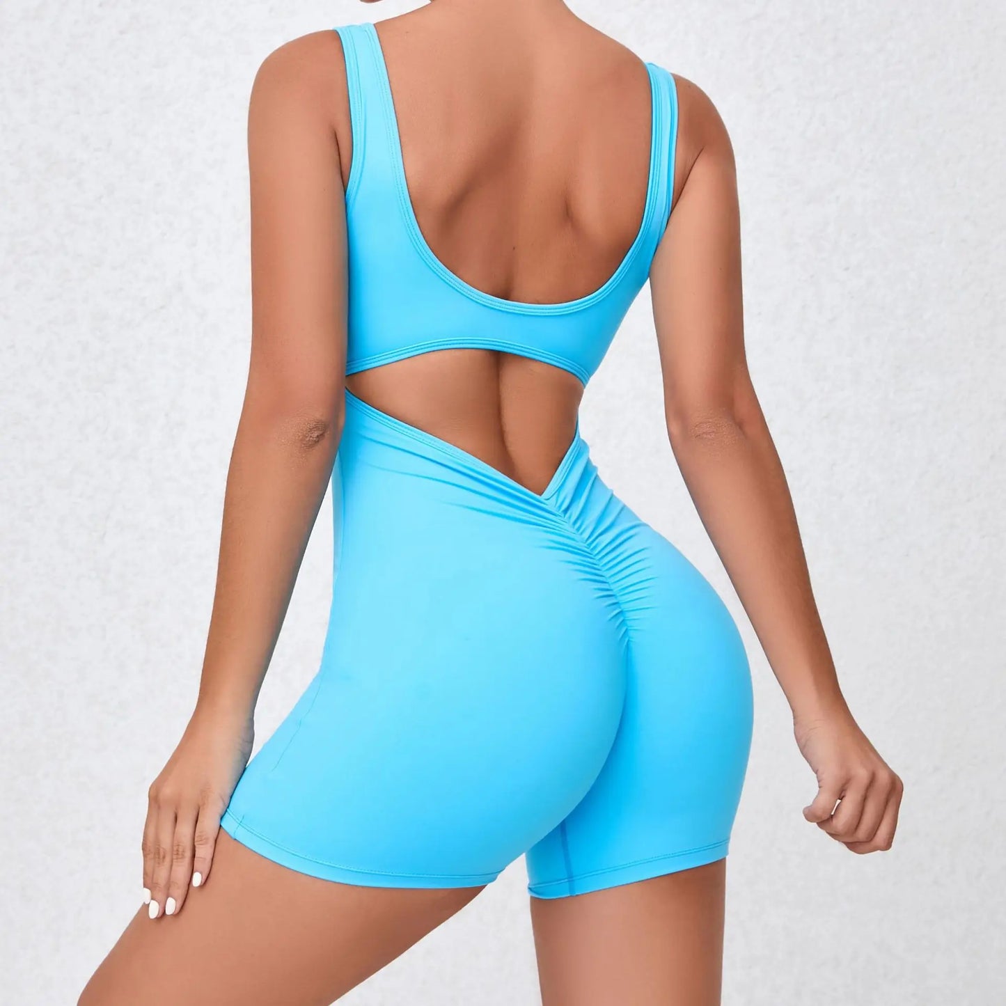 V Back One-Piece Suit Scrunch Sports Jumpsuit Women Gym Rompers Female Quick-Drying Yoga Clothing Fitness Sexy Bodysuits Women