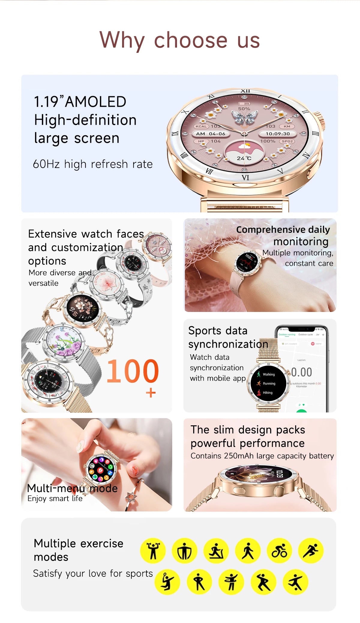 LIGE New Ultra Thin Smart Watch Women Screen Always Display Time Diamond Luxury Bracelet Voice Calling AMOLED Smartwatch Ladies