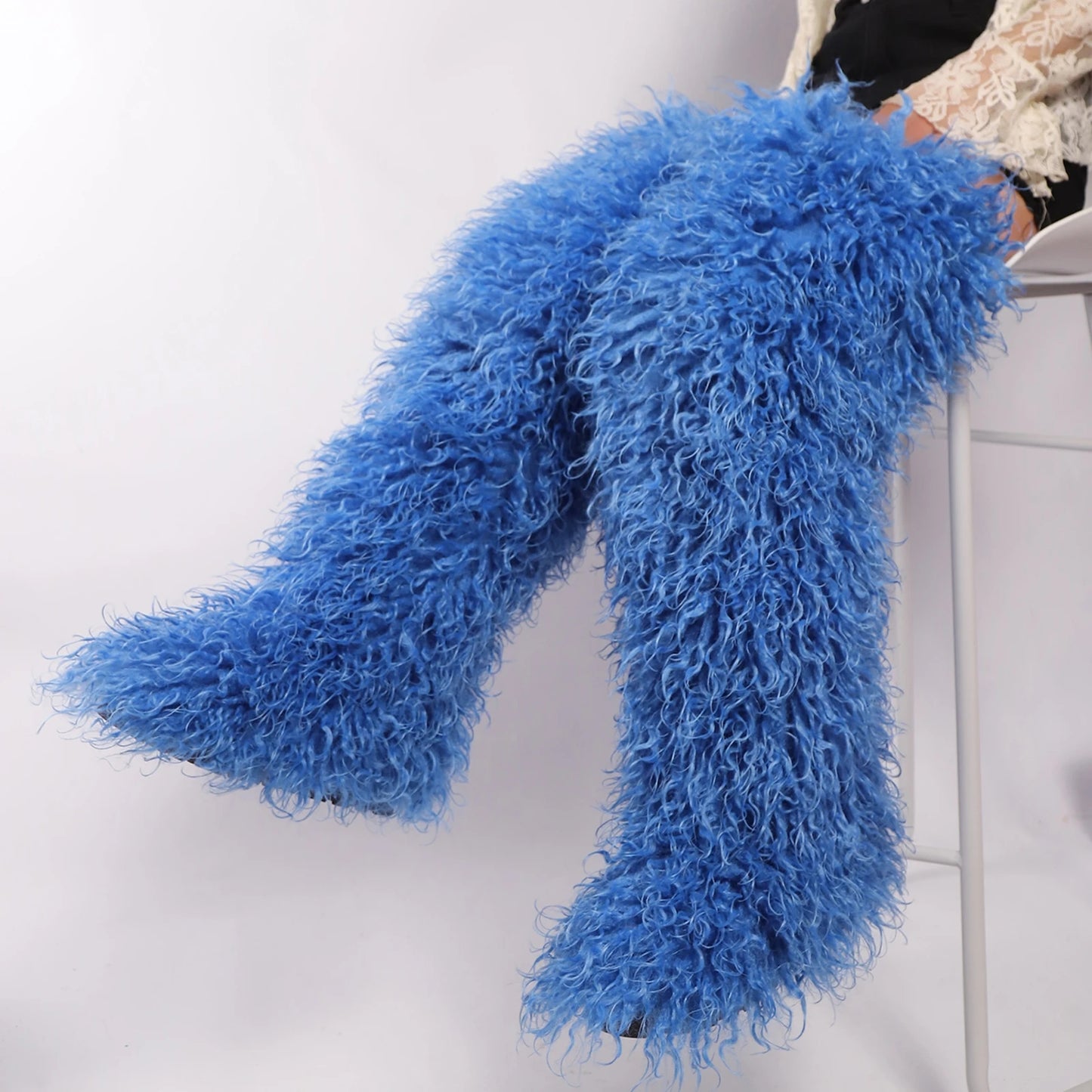 Women's Thigh High Mongolian Boots High Boots Winter New Fox Fur Snow Boots  Women's Boots Leg Warm Boots Non-Slip Soles