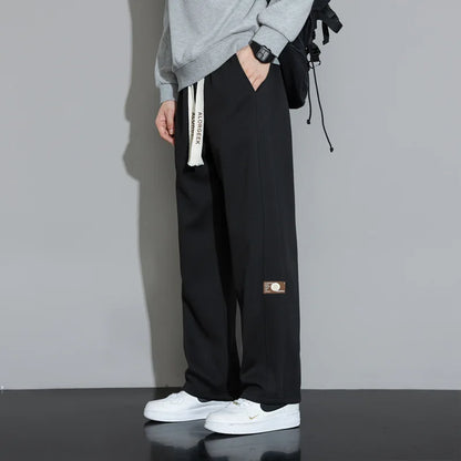 Men's Casual Pants, Men's Spring and Autumn New Style, Hanging Solid Color Sports Pants, Men Loose Straight Leg Wide Leg Pants