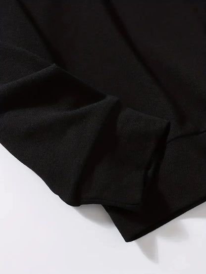 Men's autumn and winter fashionable casual loose Paris letter print fleece pullover long sleeved round neck sweatshirt