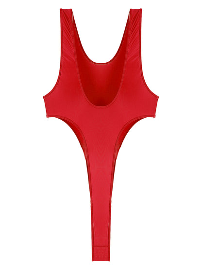 Womens Swimsuit 2022 New Glossy One-piece Swimming Bathing Suit Backless High Cut Bodysuit Sportwear Beachwear Swimwear