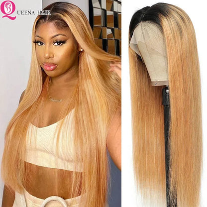 1B 27 Honey Blonde Wig Hd Lace Front Wigs Blonde Lace Front Wig Straight Human Hair Wig Brazilian Remy Colored For Women 30 Inch