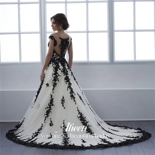 Wedding Dress Gala Dresses Woman Customized for Party Dresses for Prom Line A Black Decal White V Collar Evening Gown Luxury