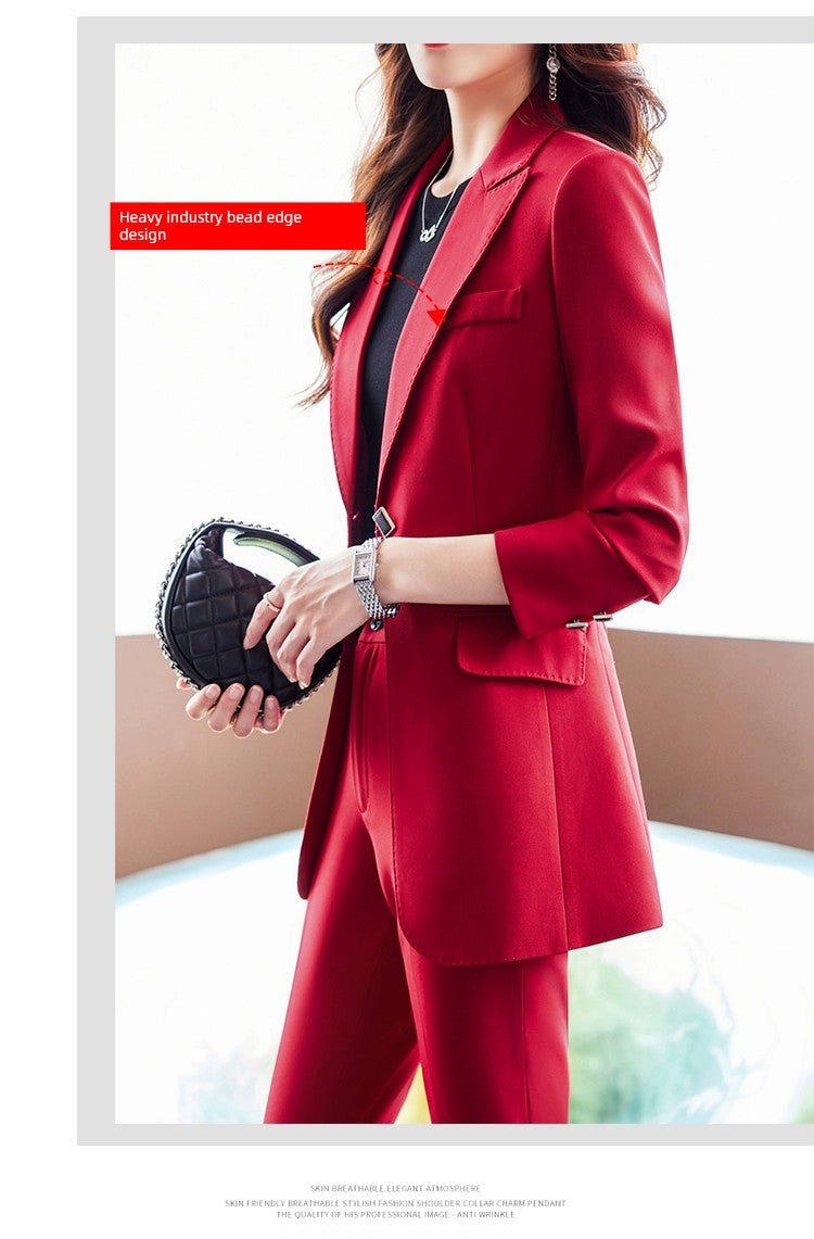 Coat Women's Red Work Clothes Suit Jacket