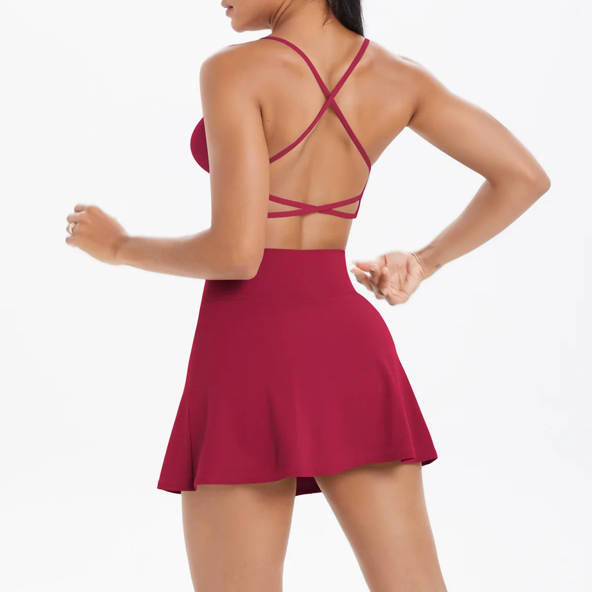 Sports Yoga Set Women Gym Fitness Running Suit Yoga Bras 2 in 1 Tennis Skirt Breathable Shorts Two Pieces Workout Clothes