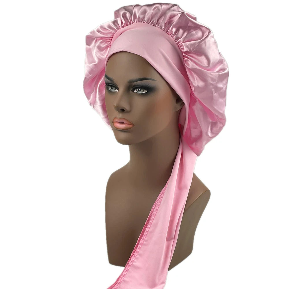 Large Bonnet Women Big Size Satin Bonnet Sleeping Night Women Cap Bonnet Hat Satin Cheveux Nuit Silk Bonnets for Women