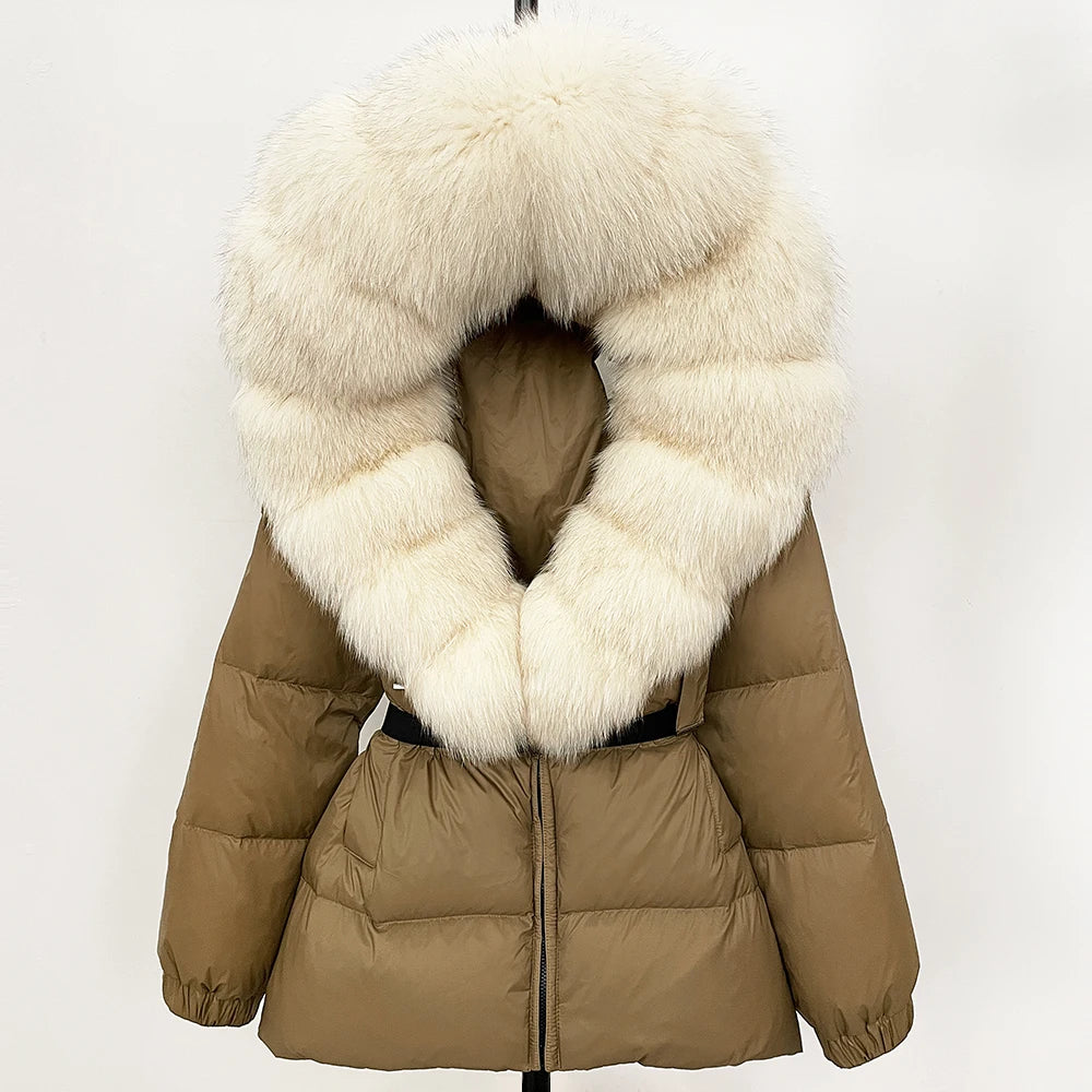 OFTBUY Winter Clothing Puffer Jacket Women Real Fox Fur Hooded Thick Warm 90% White Duck Down Coat Female Parkas Waterproof