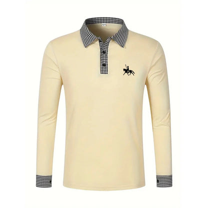 Spring and Autumn Men's Long Sleeve Polo Shirt Classic Business Office T-shirt Male Street Casual Fashion Solid Color Top
