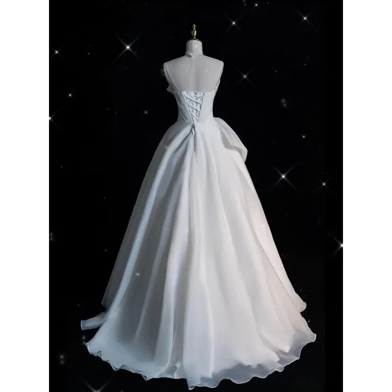 European and American Strapless Light Wedding Dress 2025summer New Bride Simple White Gauze Dress Welcome Gauze Fairy Atmosphere