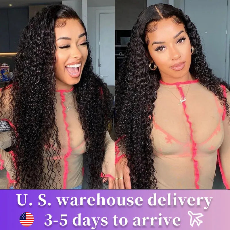 lueless Wig Human Hair Ready To Deep Water Wave Lace Front Wig Glueless Lace Closure Black Wig Curly HD Lace Frontal Human Hair