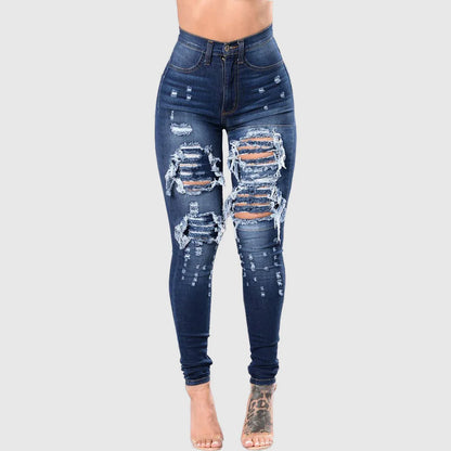 2025 New High Waist Ripped Slim Fit Jeans For Women Fashion High Stretch Skinny Denim Pencil Pants Casual Female Clothing S-3XL