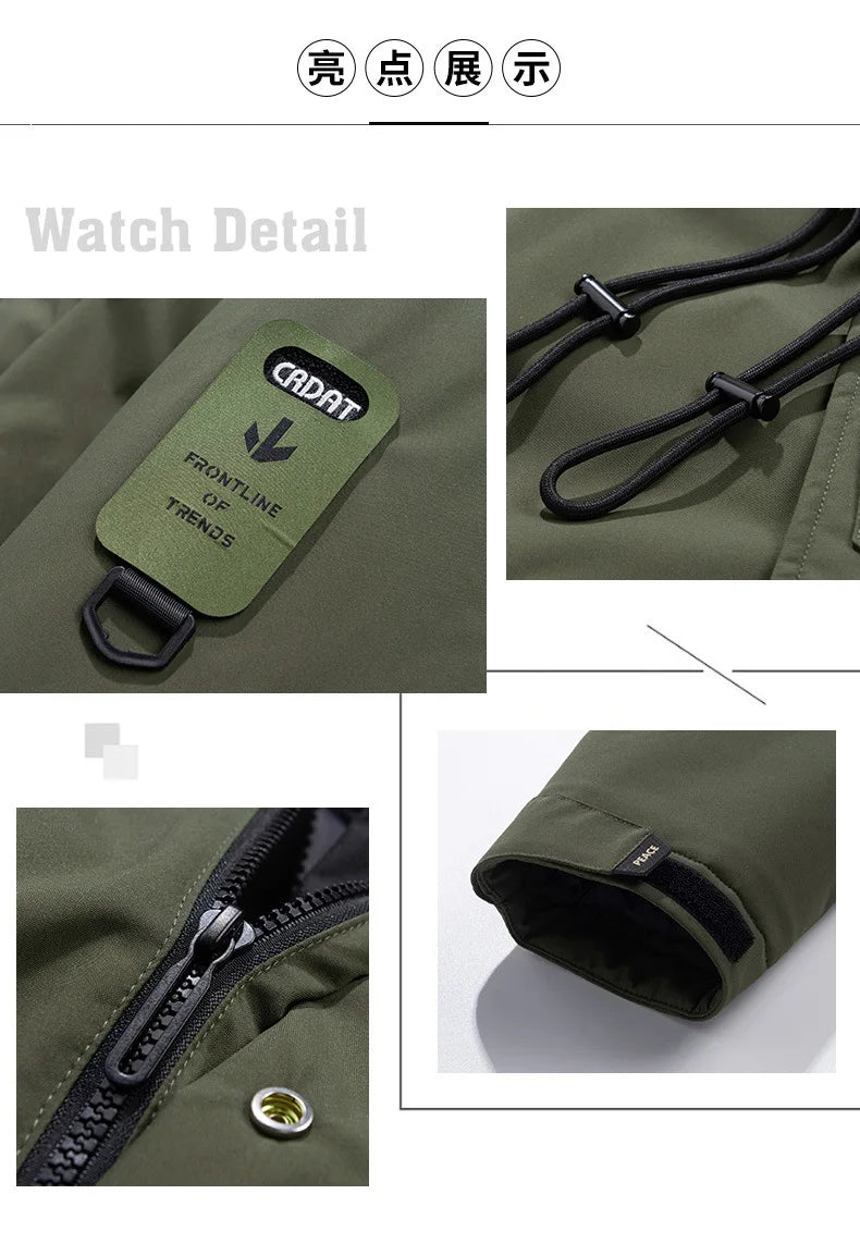 Winter new style cotton coat for men 2026 snap-closed hooded jacket neutral style mid-length workwear cotton coat for men