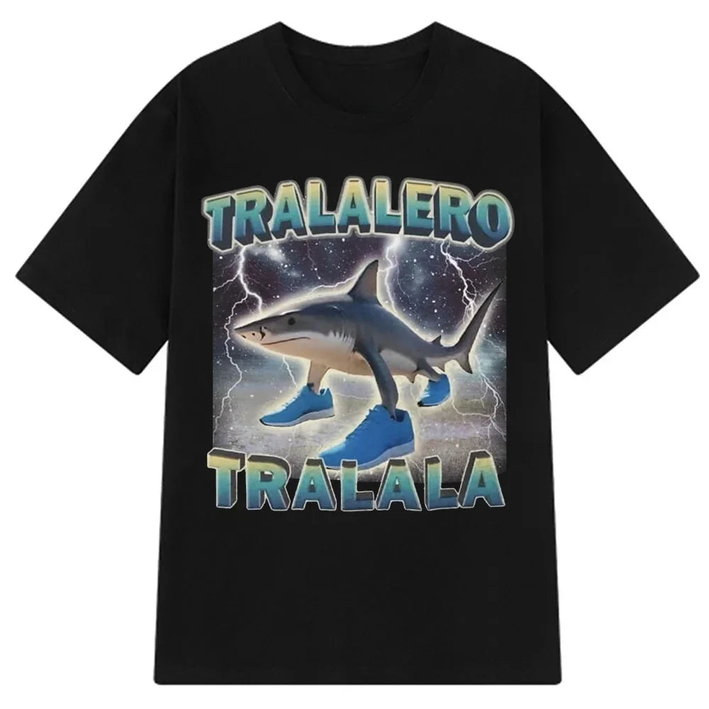 Tung Tung Tung Sahur Meme T Shirt Tralalero Tralala Bombardiro Crocodilo Funny T-shirt Men Women Polyester Short Sleeve Tshirt