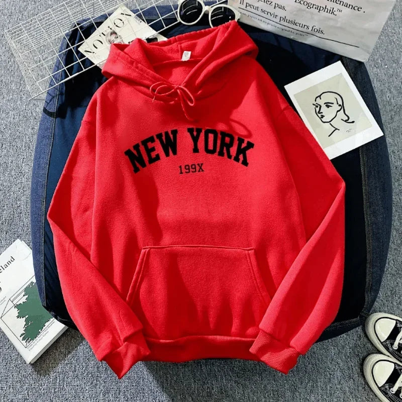 Mannen Vrouwen New York 199X City Hoodies Mode Brief Bedrukt Grafische Sweatshirts Losse Casual Harajuku Capuchon Sportkleding