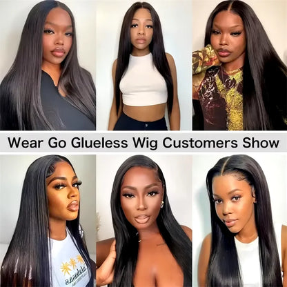 4x4 180 Density 5x5 Black Straight Closure Pre Cut Glueless Wigs Brazilian Remy Hair Human Hair Wigs HD Transparent Lace wigs