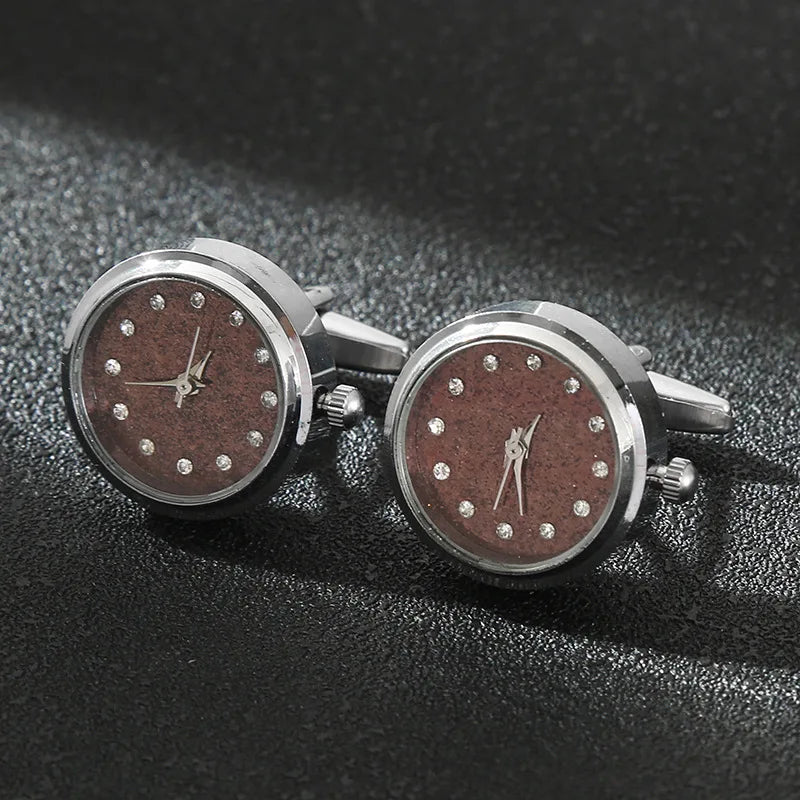 Luxury Cufflinks Watch Rotatable Electronic Functional Buckle Business Mens Cufflinks Gold Slivery Mechanical Watch Cuff Links