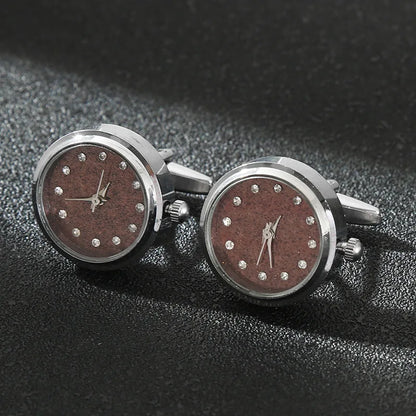 Luxury Cufflinks Watch Rotatable Electronic Functional Buckle Business Mens Cufflinks Gold Slivery Mechanical Watch Cuff Links