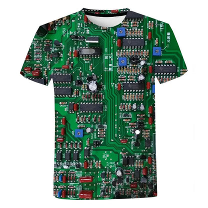 New Circuit Board Graphic T-Shirts Electronic Chip 3D Print Men's Woman Short Sleeve T Shirt Harajuku Tops Tees Unisex Clothing