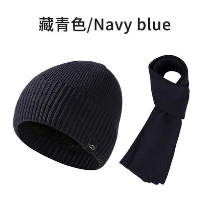 Winter Men's  Women's Warm Set Outdoor Plush Thick Windproof Ear Protection Knit Hat Scarf Two Piece Set Mens Hats 4m839