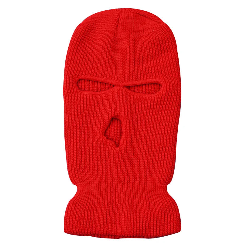 Windproof Full Face Knit Hats Custom SkiMask Men Warm Wool Balaclava embroidery Winter hats Knitted 3 Holes Ski Mask