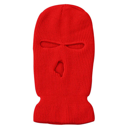 Windproof Full Face Knit Hats Custom SkiMask Men Warm Wool Balaclava embroidery Winter hats Knitted 3 Holes Ski Mask