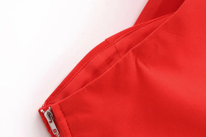 Fashion Asymmetrical Heart Shaped Crop Tops Woman New Women Vintage Sexy Sleeveless Off Shoulder Red Short Tops for Female Tops