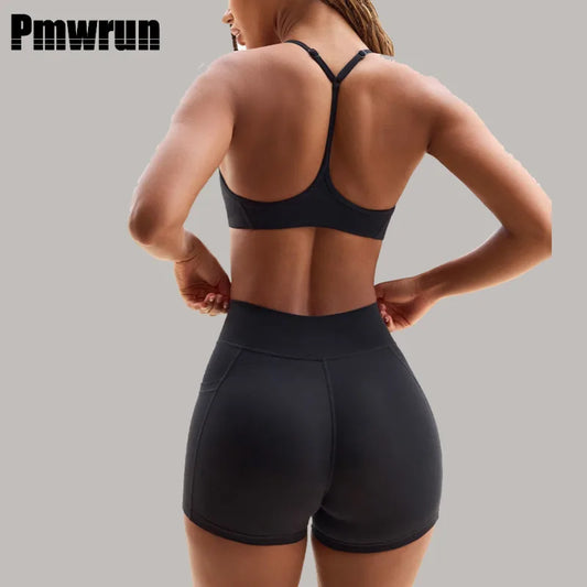 Women Tracksuit Yoga Set 2PCS Sportswear Workout Clothes Athletic Wear Gym Legging Fitness Bra High Waist Shorts Sports Suits