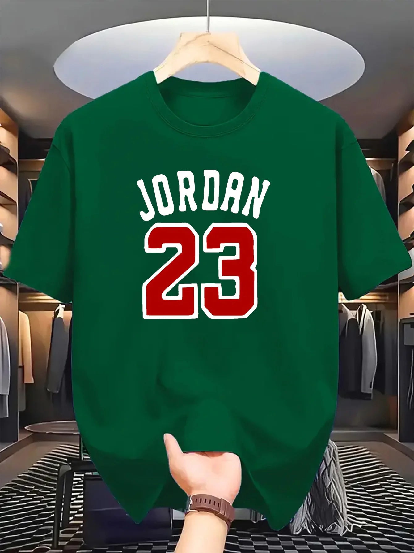 Men's summer 100 cotton fashionable casual loose plus size JORDAN 23 printed sports round neck short sleeved T-shirt top