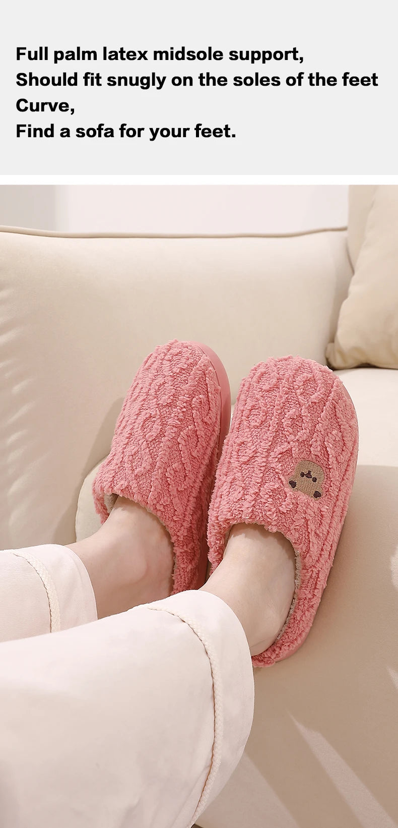 Cotton slippers for women in autumn and winter, new indoor and household anti slip warm plush slippers for men