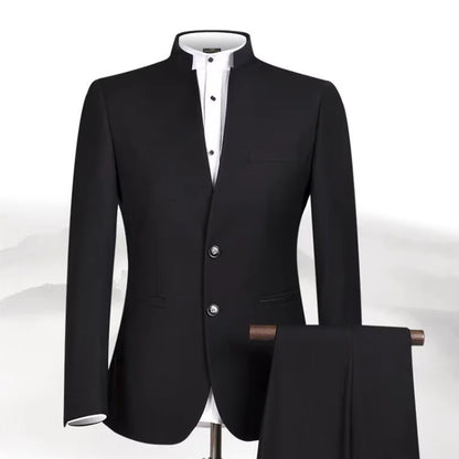2025 New Style Men Chinese Tunic Collar Bridegroom Suit Formal Wear Dress Slim Fit Mens Suits Groom Wedding Blazer Costume Homme
