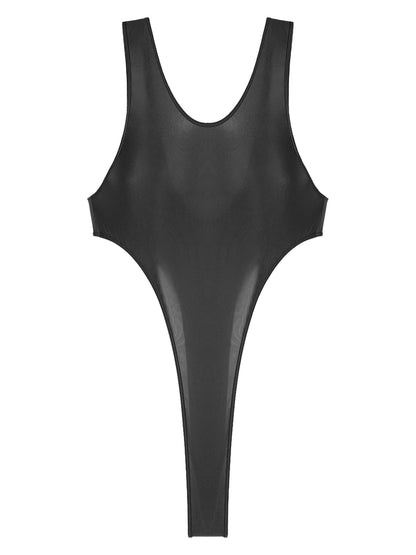 Womens Swimsuit 2022 New Glossy One-piece Swimming Bathing Suit Backless High Cut Bodysuit Sportwear Beachwear Swimwear