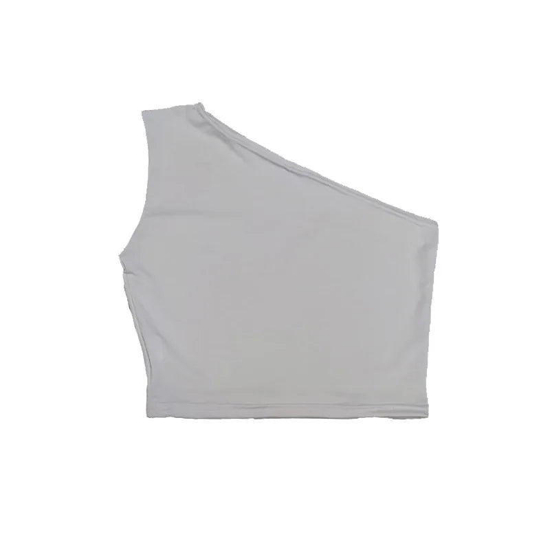 Women Sexy Tank Top Off One Shoulder Slim Halter Backless Bare Midriff Camis Tube Top Female Sleeveless Cropped Vest