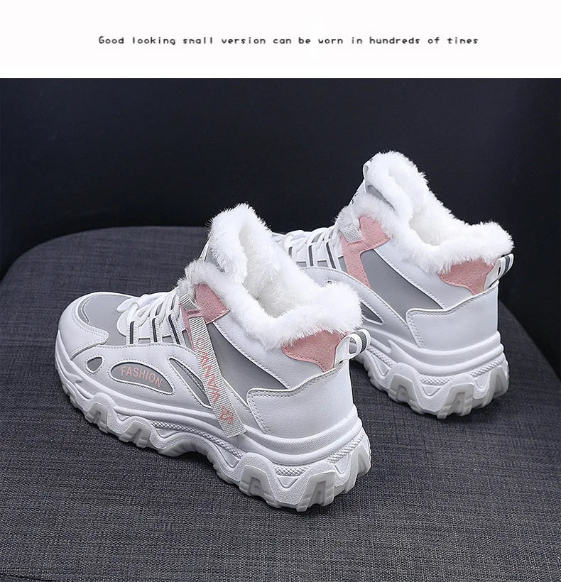 Women's Casual Sneakers Non Slip Comfortable Sports Shoes Women Winter Outdoor Vulcanized Shoes Woman Fleece Walking Trainers