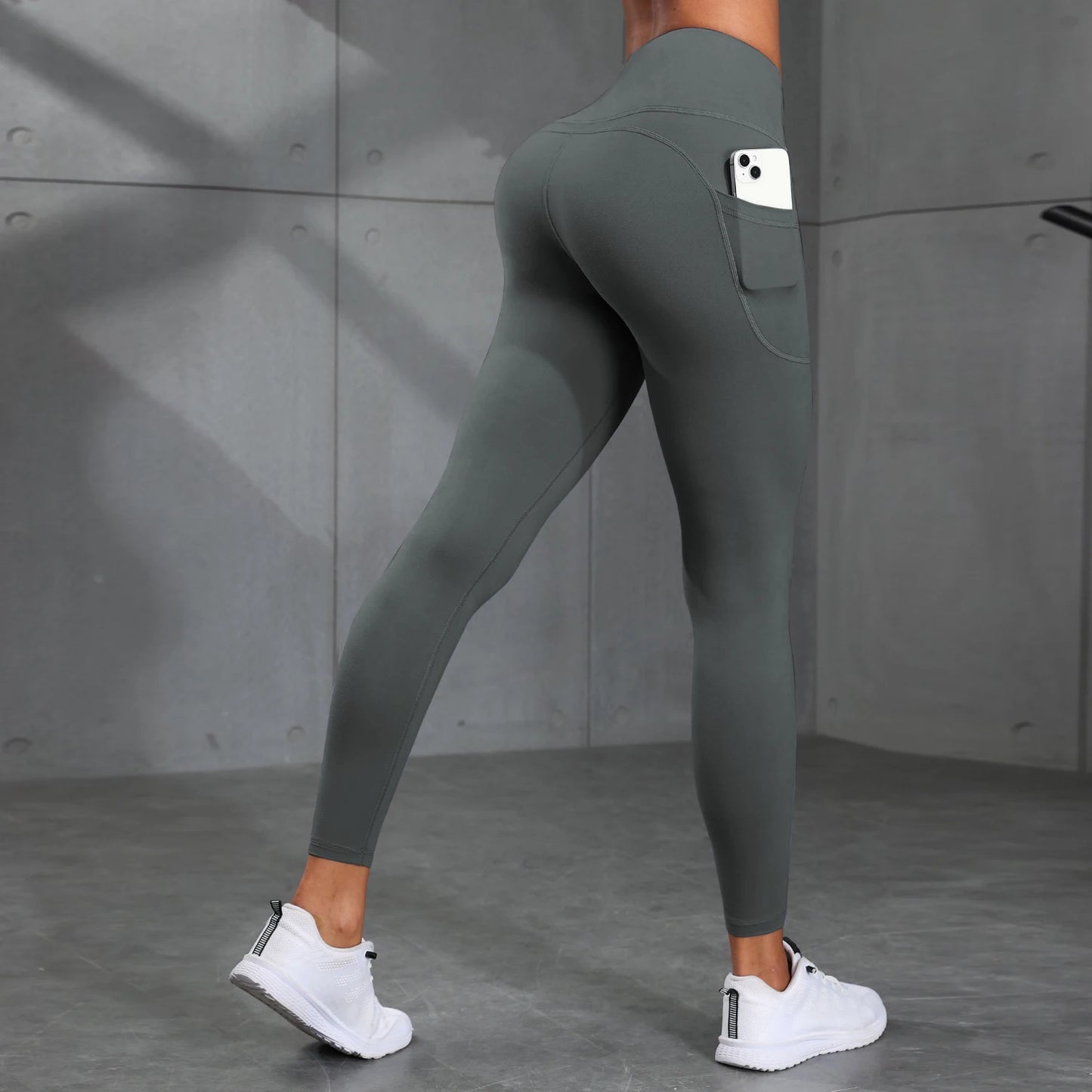 Women Yoga Fitness Leggings High Waist Tights With Pocket Gym Workout Running Stretchy Sexy Hip Liftting Casual Skinny Pants