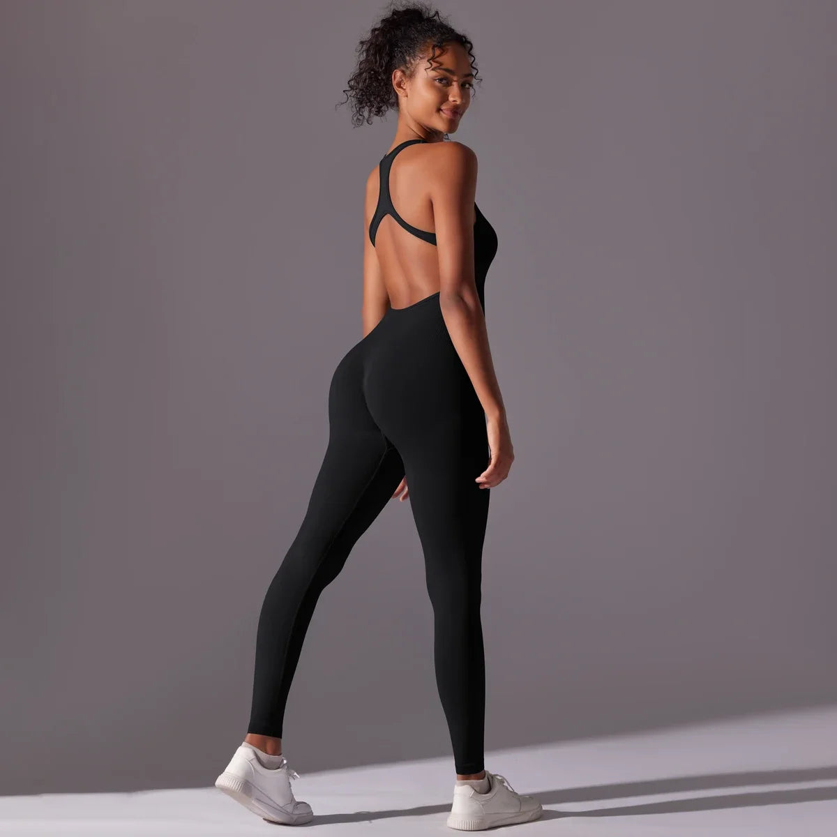 Sexy Back V Jumpsuit Gym Set Women Training Yoga Suit Sportswear Women Sports Jumpsuit Fitness Rompers Stretch Workout Bodysuits