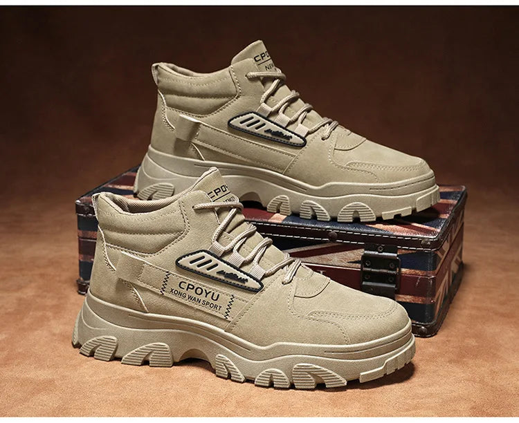 Spring Men's High Top Breathable Work Shoes Trendy All-Match Anti-Slip Wear-Resistant Sports Casual Labor Protection Shoes