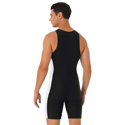 Summer Men One-piece Swimwear Swimsuit Sleeveless Front Zipper Swimming Shorts Bodysuit Triathlon Wetsuit Bathing Suit Beachwear