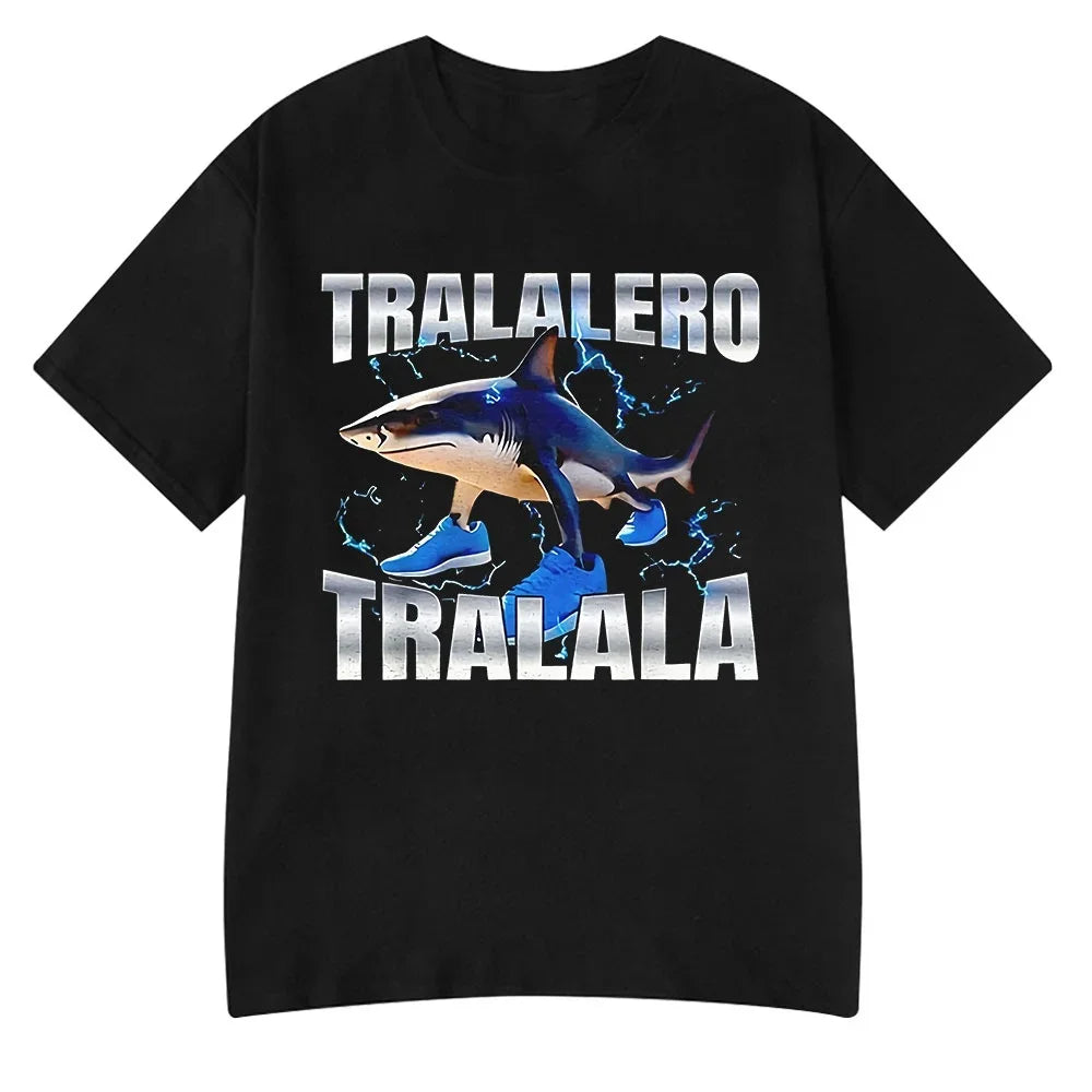 Tung Tung Tung Sahur Meme T Shirt Tralalero Tralala Bombardiro Crocodilo Funny T-shirt Men Women Polyester Short Sleeve Tshirt