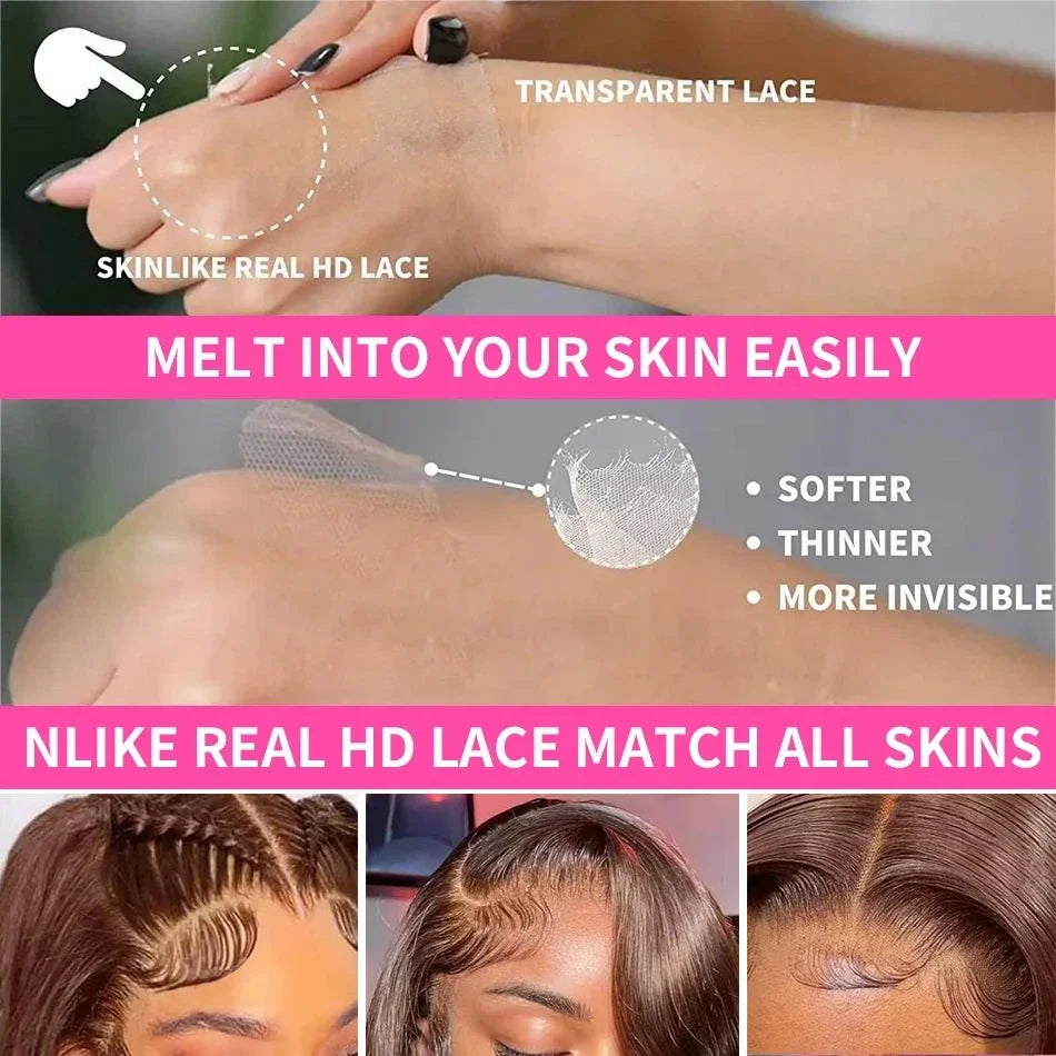 Brazilian Body Wave 250% 13x6/13x4 Frontal Dark Chocolate Brown HD Lace Wig Hair Colored 4x4 Closure Human Hair Wigs Wear To Go