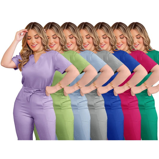 Top Sell Breathable Hospital Uniform Casual Medical Scrubs for Women Short Sleeve Nursing Scrub Uniforms Sets Salon Spa Workwear